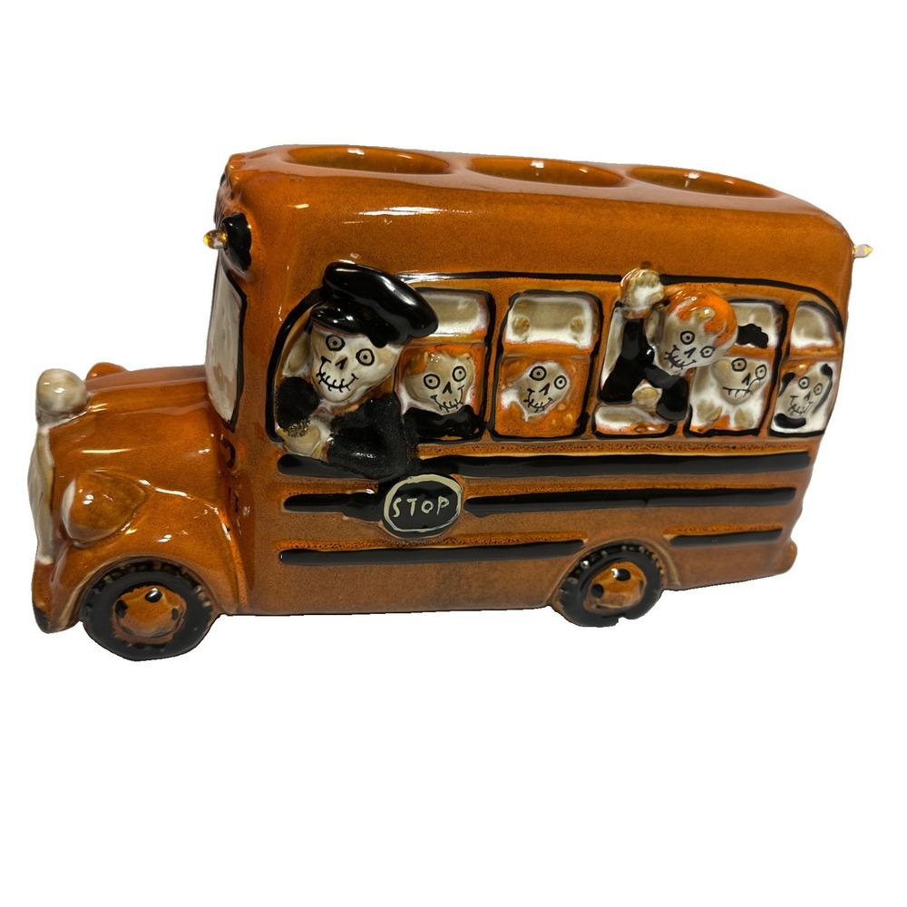 Yankee Candle Boney Bunch Ghoul Bus Triple Tealight Holder Working Lights